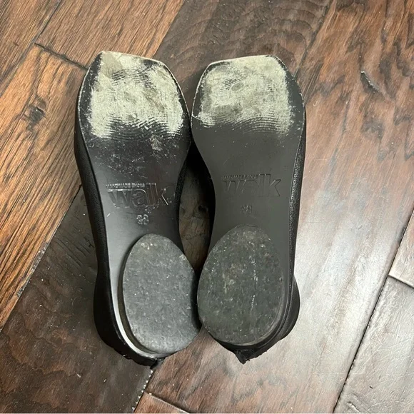 Walk by Anat Dahari Black Leather Handmade Open Toe Closed Heel - Picture 6 of 6